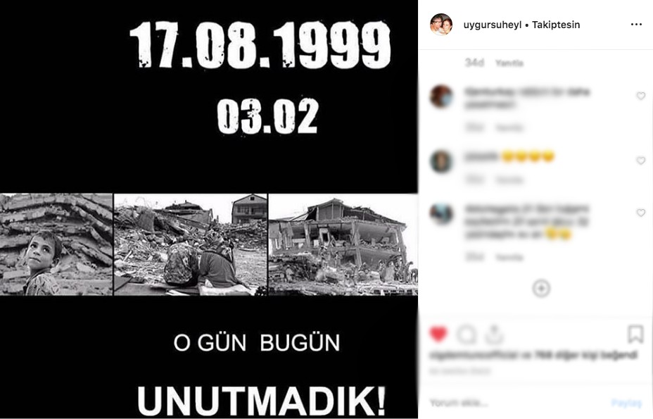 Ünlüler 17 Ağustos Depremini Unutmadı