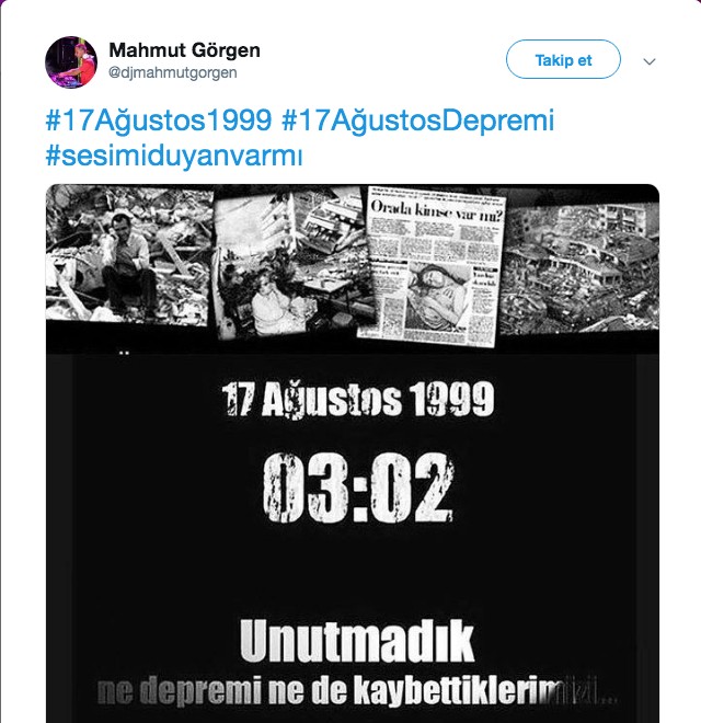 Ünlüler 17 Ağustos Depremini Unutmadı