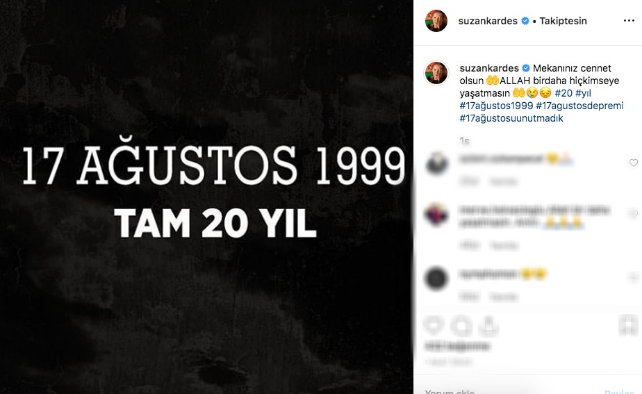 Ünlüler 17 Ağustos Depremini Unutmadı