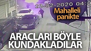 Fatih’te 9 aracın kundaklanma anı kamerada