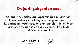 Konak Belediyesinde çalışan annelere virüs izni
