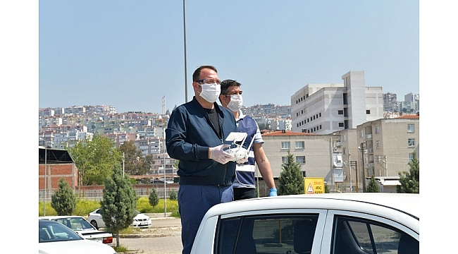 Çiğli’de drone ile dezenfekte başladı