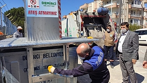Demirci'de 5 noktaya yeraltı çöp konteyneri kuruldu
