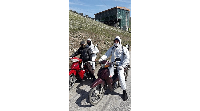 Koronavirüs için motorize dezenfekte ekibi