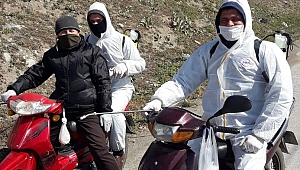 Koronavirüs için motorize dezenfekte ekibi