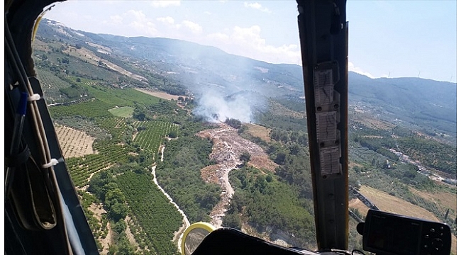 Kuşadası’nda çöplükte çıkan yangın, söndürüldü
