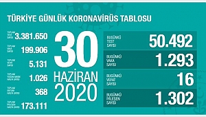 Türkiye'de son 24 saatte 1293 kişiye Kovid-19 tanısı konuldu