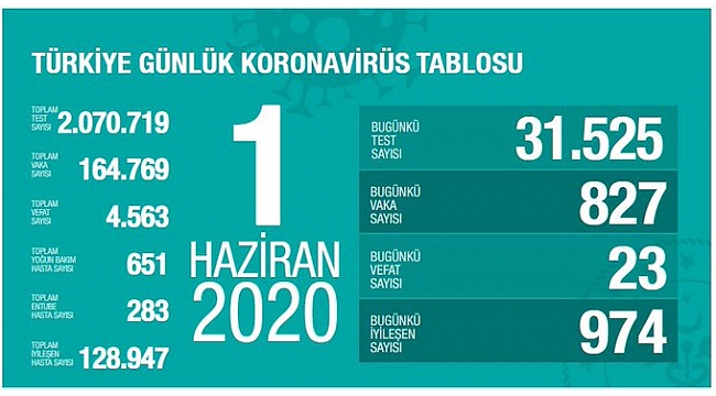 Türkiye'de son 24 saatte 974 kişi daha iyileşti