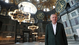 Erdoğan Ayasofya Camisi'nde incelemelerde bulundu