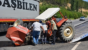 Traktör, otomobil ve tankerin karıştığı kazada 4 kişi yaralandı