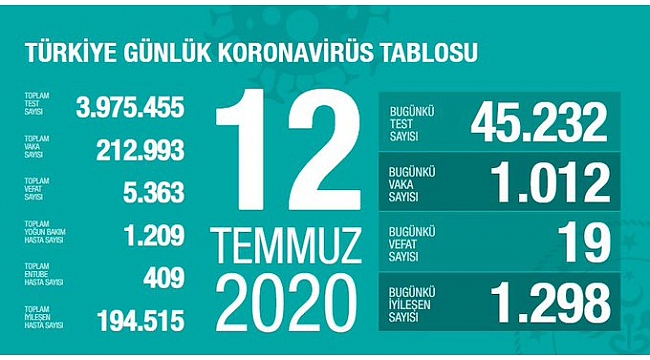 Türkiye'de Kovid-19'dan 194 bin 515 kişi iyileşti