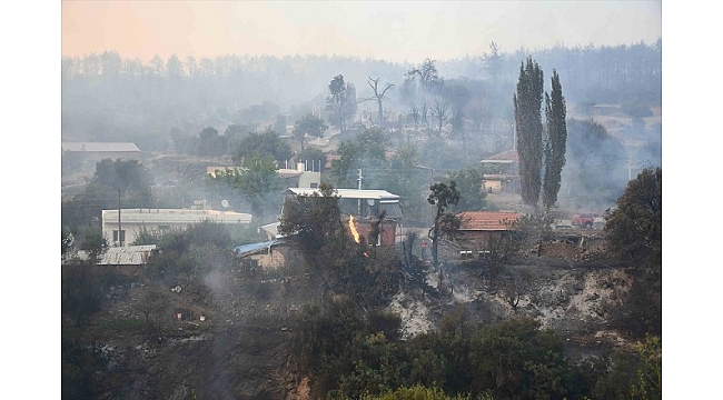Manisa'daki yangında evler yandı