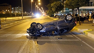 Uşak'ta takla atan otomobildeki 1 kişi yaralandı