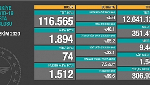 Türkiye'de son 24 saatte 1894 kişiye Kovid-19 tanısı konuldu