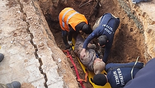 İzmir'de göçük altında kalan işçi hastaneye kaldırıldı