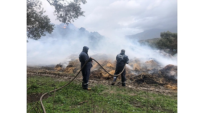 Muğla&#039;da çıkan yangında 600 saman balyası zarar gördü