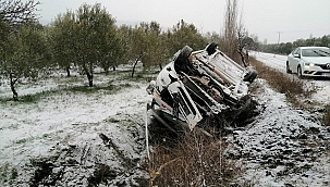 Manisa'da işçi servisinin devrilmesi sonucu 9 kişi yaralandı