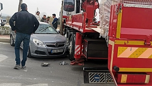 Çalışırken fren boşalan vinç zincirleme kazaya neden oldu