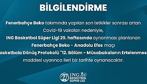 Fenerbahçe Beko-Anadolu Efes maçı ertelendi!