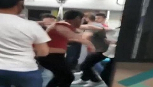 Marmaray'da tekme tokat kavga
