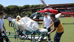 İzmir'de hava ambulansı tüpten parlayan alevle yaralanan kişi için havalandı