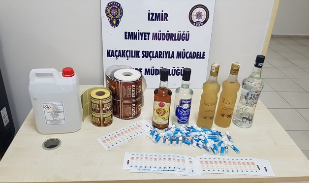 921 şişe sahte içki, 600 litre etil alkol ele geçirildi