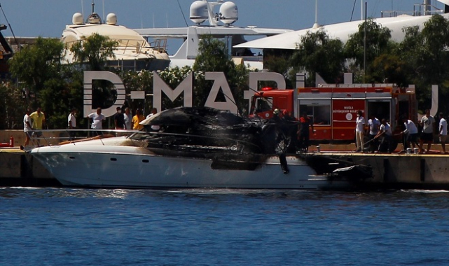 Bodrum'da motor yatta çıkan yangın hasara yol açtı