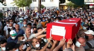 Yangın şehidine acı veda
