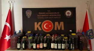 Ödemiş'te 236 litre sahte içki ele geçirildi