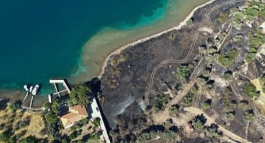 Çeşme'de yanan otluk alanda soğutma çalışmaları sürüyor