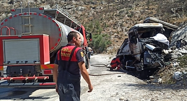 Muğla'da kaza sonrası yanan tırın sürücüsü öldü