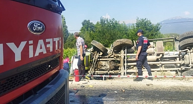 Denizli'de devrilen beton mikserinin sürücüsü öldü