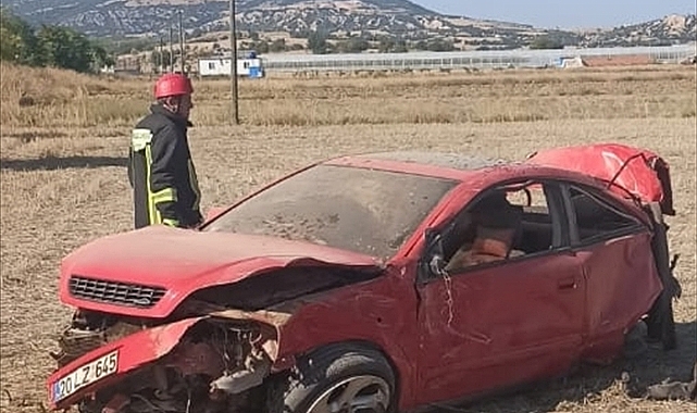 Denizli'de takla atan otomobildeki 1 kişi öldü, 2 kişi yaralandı