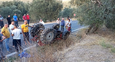Manisa'da devrilen traktörün altında kalan sürücü öldü