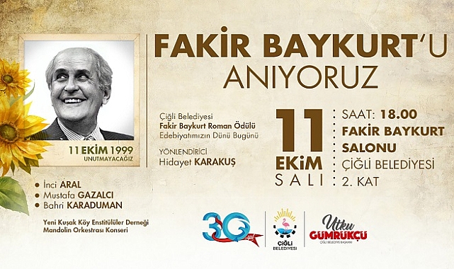 Fakir Baykurt vefatının 23. Yılında Çiğli’de Anılacak