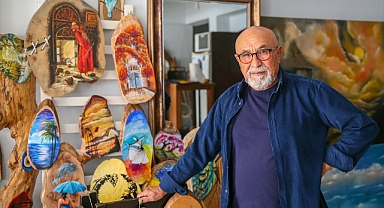 Ağaç parçalarını tuvale dönüştüren semazen, 9'uncu sergiye hazırlanıyor