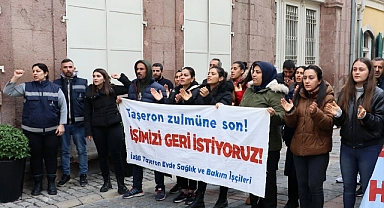 İşten çıkarılan işçiler İzmir Büyükşehir Belediyesi önünde yeniden eylemde