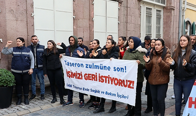 İşten çıkarılan işçiler İzmir Büyükşehir Belediyesi önünde yeniden eylemde