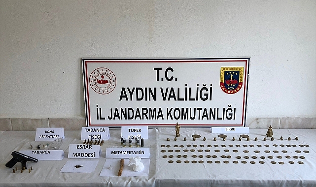 Aydın'da uyuşturucu operasyonunda tarihi eser ele geçirildi