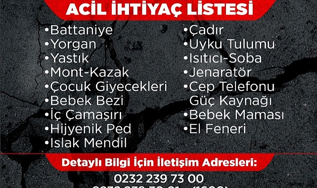 Narlıdere’den Deprem Bölgesi İçin Yardım Kampanyası