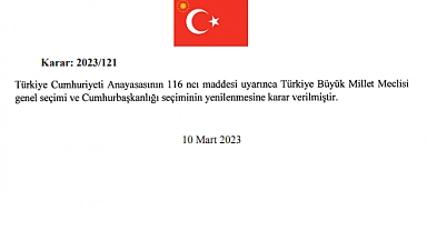 Seçim kararı Resmi Gazete'de yayımlandı
