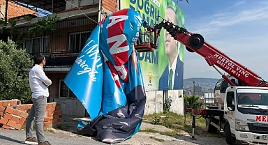 Bayraklı'da korsan reklam tartışması