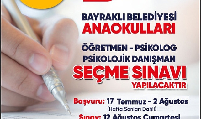 Bayraklı Belediyesi öğretmenlerini sınavla belirleyecek