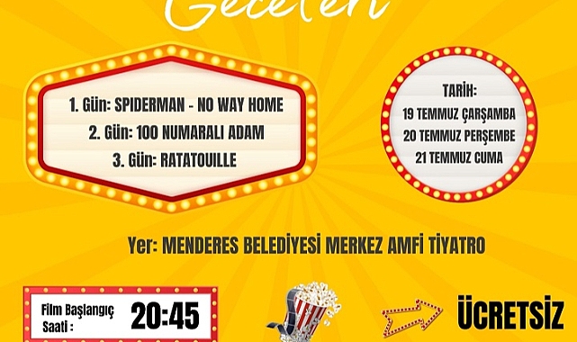 Menderes’te Yazlık Sinema Günleri Başlıyor
