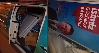AK Parti seçim aracında CHP'li adayın afişleri çıktı: