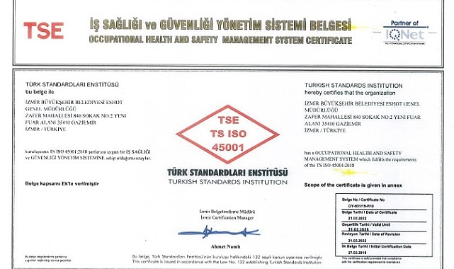 ESHOT’a kalite tescili