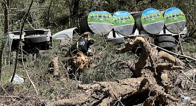 Kaza yapan tanker ve sürücüsü bir gün sonra bulundu