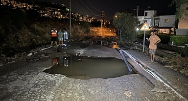 Bodrum'da yol çöktü