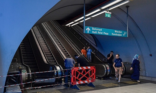 Üçyol Metro İstasyonu’ndaki yürüyen merdivenlere detaylı kontrol ve inceleme