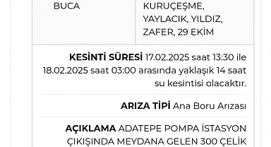 Buca'da 14 Saatlik Su Kesintisi Vatandaşı Mağdur Etti